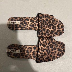 Zara Leopard Sandal Slides